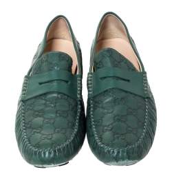 Pre Owned حذاء لوفرز غوتشي بيني جلد غوتشيسيما أخضر مقاس 45