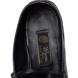 Pre Owned Gucci Black Patent Leather Horsebit Slip On Loafers Size 42.5