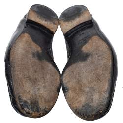 Pre Owned Gucci Black Patent Leather Horsebit Slip On Loafers Size 42.5