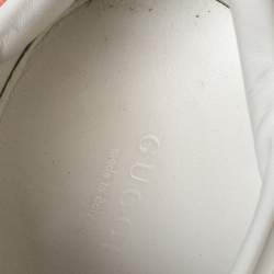 Gucci White Leather Ace Web Low Top Sneakers with Removable Patch Size 41
