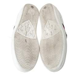 Gucci White Leather Ace Web Low Top Sneakers with Removable Patch Size 41