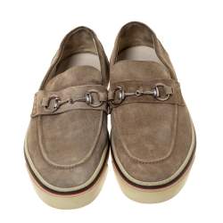 Pre Owned حذاء لوفرز غوتشي  بهورسبيت سويدي رمادى مقاس 44