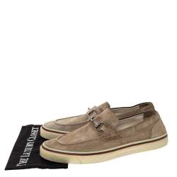 Pre Owned حذاء لوفرز غوتشي  بهورسبيت سويدي رمادى مقاس 44