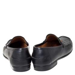 Pre Owned حذاء لوفرز ويب غوتشى فريدريك جلد أسود مقاس 41