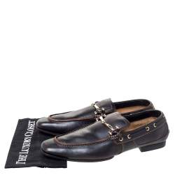 Gucci Black Leather Horsebit Loafers Size 43