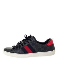 Gucci Black GG Canvas Ace Low Top Sneakers Size 41