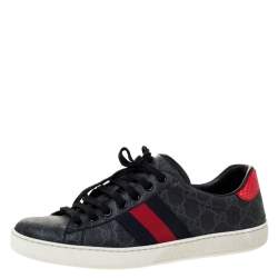 Gucci Black GG Canvas Ace Low Top Sneakers Size 41