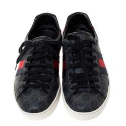 Gucci Black GG Canvas Ace Low Top Sneakers Size 41