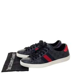 Gucci Black GG Canvas Ace Low Top Sneakers Size 41