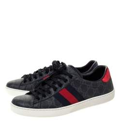 Gucci Black GG Canvas Ace Low Top Sneakers Size 41