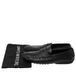 Pre Owned حذاء لوفرز غوتشي مزين بيني جلد غوتشيسيما أسود مقاس 41