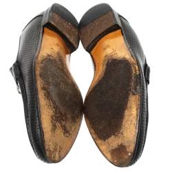Gucci Black Perforated Leather Horsebit Slip On Loafers Size 45