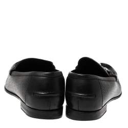 Gucci Black Perforated Leather Horsebit Slip On Loafers Size 45