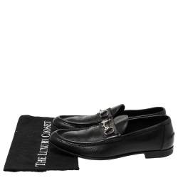 Gucci Black Perforated Leather Horsebit Slip On Loafers Size 45