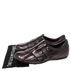 مملوكة مسبقًا Gucci Metallic Matelasse Leather Double Velcro Sneakers 42.5