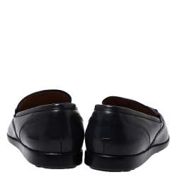 Pre Owned Gucci Dark Blue Leather Horsebit Wingtip Slip On Loafers Size 43