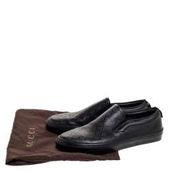 Gucci Black Diamante Leather Slip On Sneakers Size 40