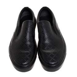 Gucci Black Diamante Leather Slip On Sneakers Size 40