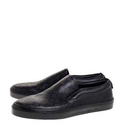 Gucci Black Diamante Leather Slip On Sneakers Size 40