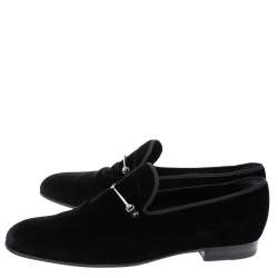 مملوكة مسبقًا حذاء لوفرز غوتشى سليب أون هورسيبت قطيفة أسود مقاس 46