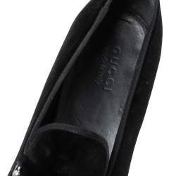 مملوكة مسبقًا حذاء لوفرز غوتشى سليب أون هورسيبت قطيفة أسود مقاس 46