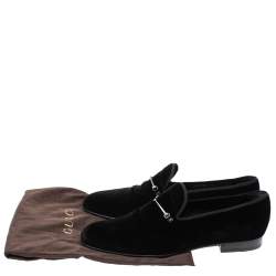 مملوكة مسبقًا حذاء لوفرز غوتشى سليب أون هورسيبت قطيفة أسود مقاس 46