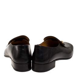 مملوكة مسبقًا Gucci Black Leather Jordaan Horsebit Slip On Loafers Size 44.5