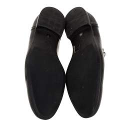 Pre Owned حذاء لوفرز غوتشى بينى ويب جلد أسود مقاس 44