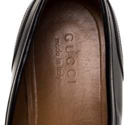 Pre Owned حذاء لوفرز غوتشى بينى ويب جلد أسود مقاس 44