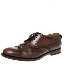 Gucci Brown Brogue Leather Lace Up Derby Size 45