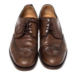 Gucci Brown Brogue Leather Lace Up Derby Size 45