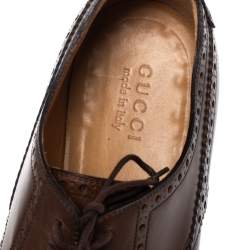 Gucci Brown Brogue Leather Lace Up Derby Size 45