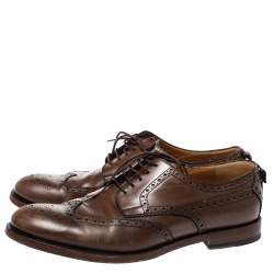 Gucci Brown Brogue Leather Lace Up Derby Size 45