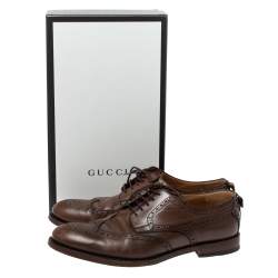 Gucci Brown Brogue Leather Lace Up Derby Size 45