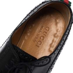 Gucci Black Brogue Leather Lace Up Derby Size 44.5
