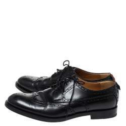 Gucci Black Brogue Leather Lace Up Derby Size 44.5