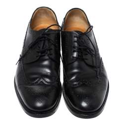 Gucci Black Brogue Leather Lace Up Derby Size 44.5