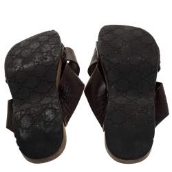 Pre Owned Gucci Brown Guccissima Leather Slide Sandals Size 43