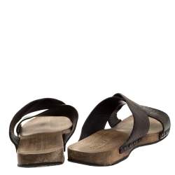Pre Owned Gucci Brown Guccissima Leather Slide Sandals Size 43