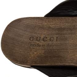 Pre Owned Gucci Brown Guccissima Leather Slide Sandals Size 43