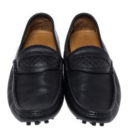 Gucci Dark Blue Leather Slip On Loafers Size 42.5