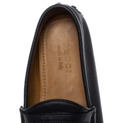 Gucci Dark Blue Leather Slip On Loafers Size 42.5