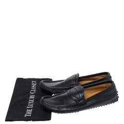 Gucci Dark Blue Leather Slip On Loafers Size 42.5