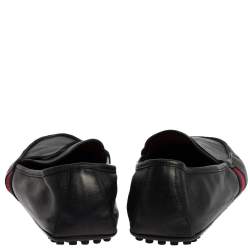 Pre Owned  حذاء لوفرز غوتشي بيني ويب جلد أزرق داكن مقاس 43