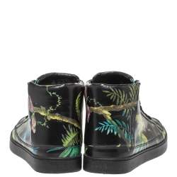 مملوكة مسبقًا Gucci Multicolor Black Shangai St.Tropical Print Leather Lace Up Sneaker Size 43