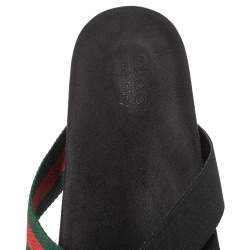 مملوكة مسبقًا Gucci Black Elastic And Web Cross Strap Slide Sandals Size 46.5