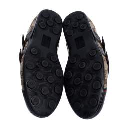 Gucci Dark Brown Guccisima Canvas and Leather Velcro Sneakers Size 39.5