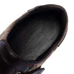 Gucci Dark Brown Guccisima Canvas and Leather Velcro Sneakers Size 39.5