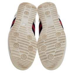 Gucci White Micro Guccissima Leather Web Detail Sneakers Size 42.5
