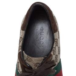 Gucci Beige/Brown GG Canvas and Suede Web Low Top Sneakers Size 41